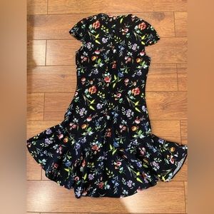 Cap sleeve floral dress with peplum hem
